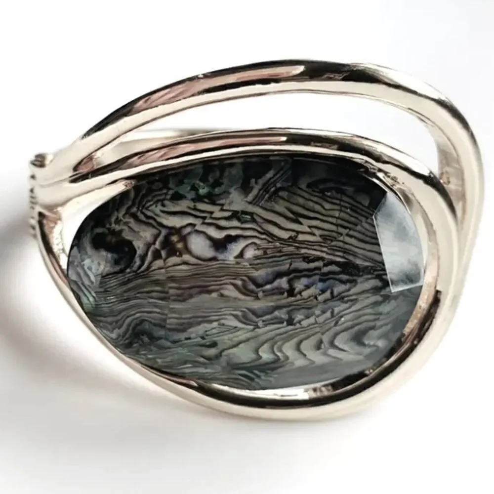 NWT Robert Lee Morris Silver Abalone Hinged Bangle New, So Beautiful!!!